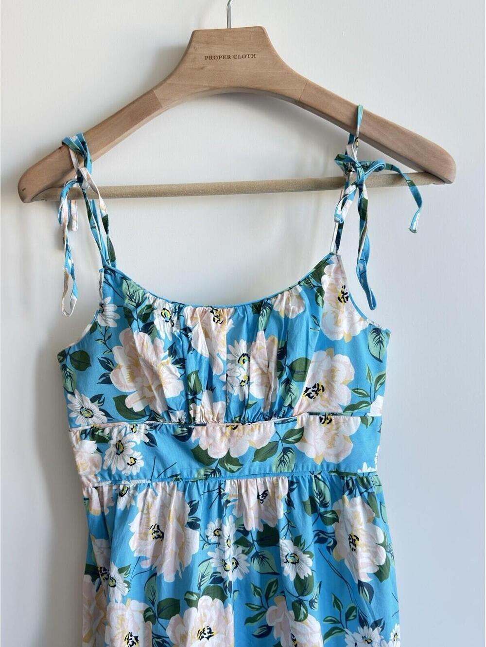 Yumi Kim Wonder Garden Blue Floral Tie Strap Midi Dress Size 6 - Picture 3 of 8